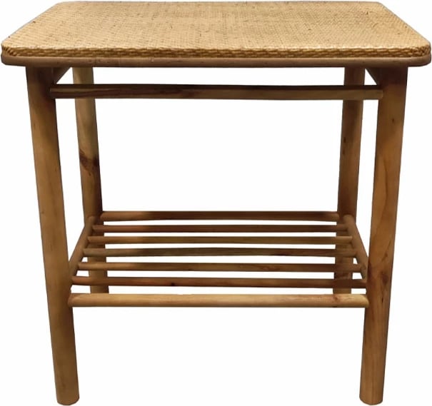 Stool Kamira, dru bredhi dhe ratan natyral, 60.5x40.5x61 cm