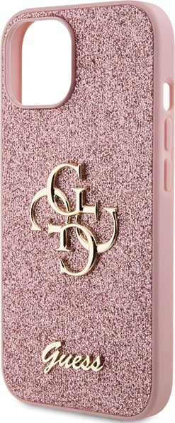 Mbështjellës Guess Glitter Script Big 4G për iPhone 15, Rozë Mbështjellës Guess Glitter Script Big 4G për iPhone 15, Rozë