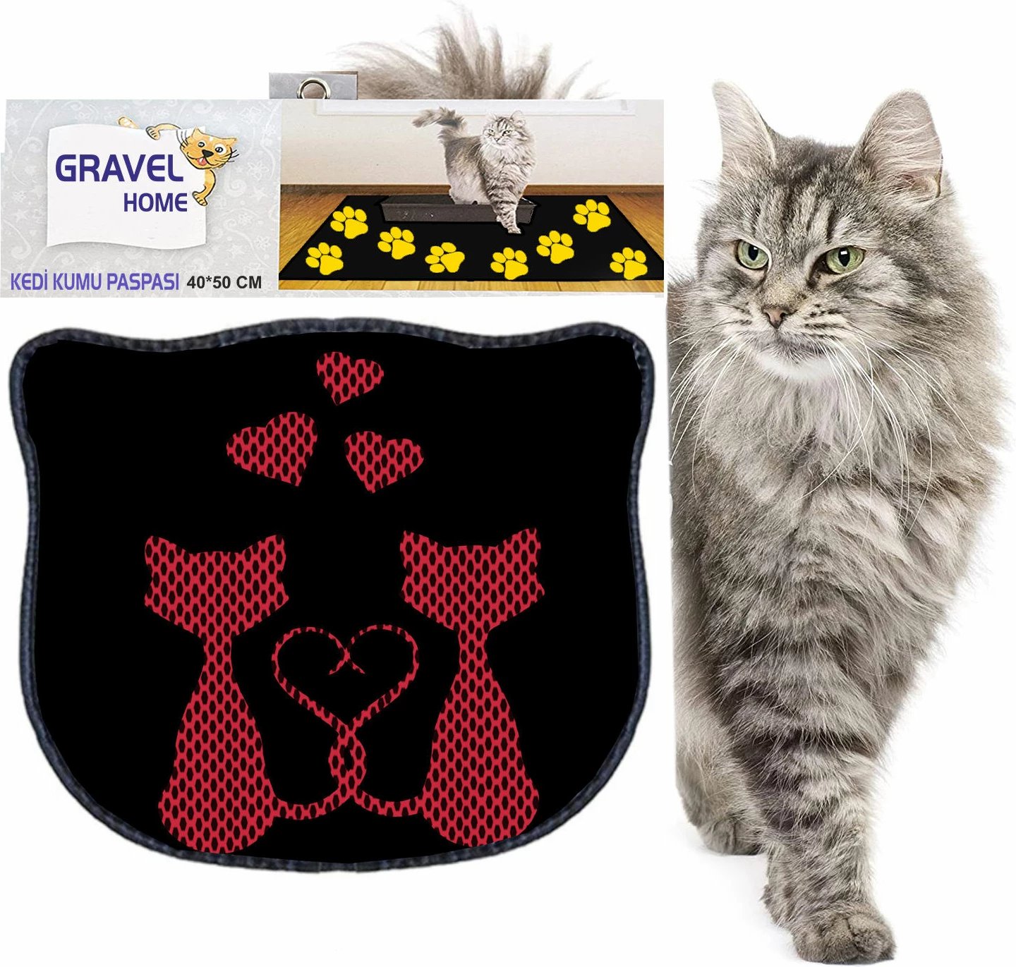 Tapet për rërë mace, shumëngjyrësh, Paws & Whiskers, Kdkafa0105, 40x50cm