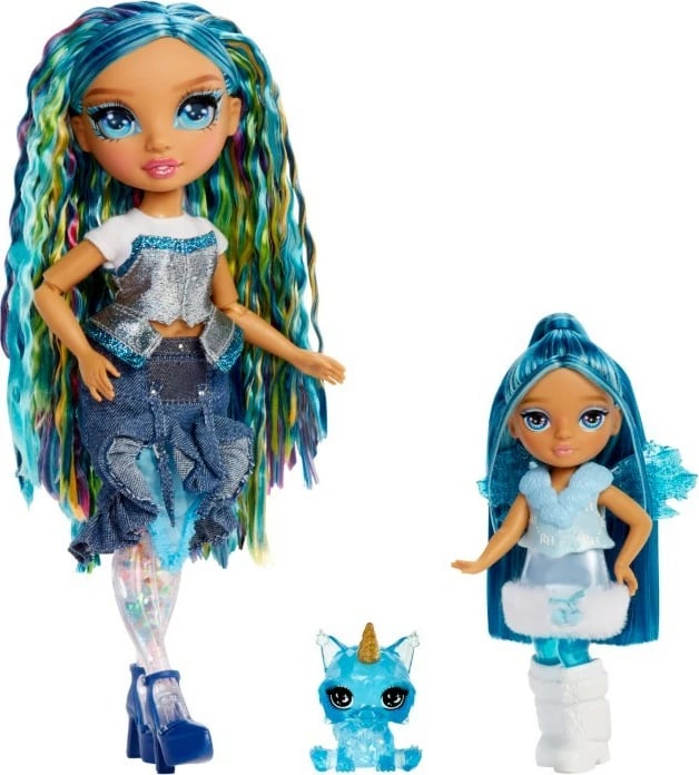 Kukull Rainbow High Little Rainbow Sapphire, 14cm, me kafshë magjike, kaltër