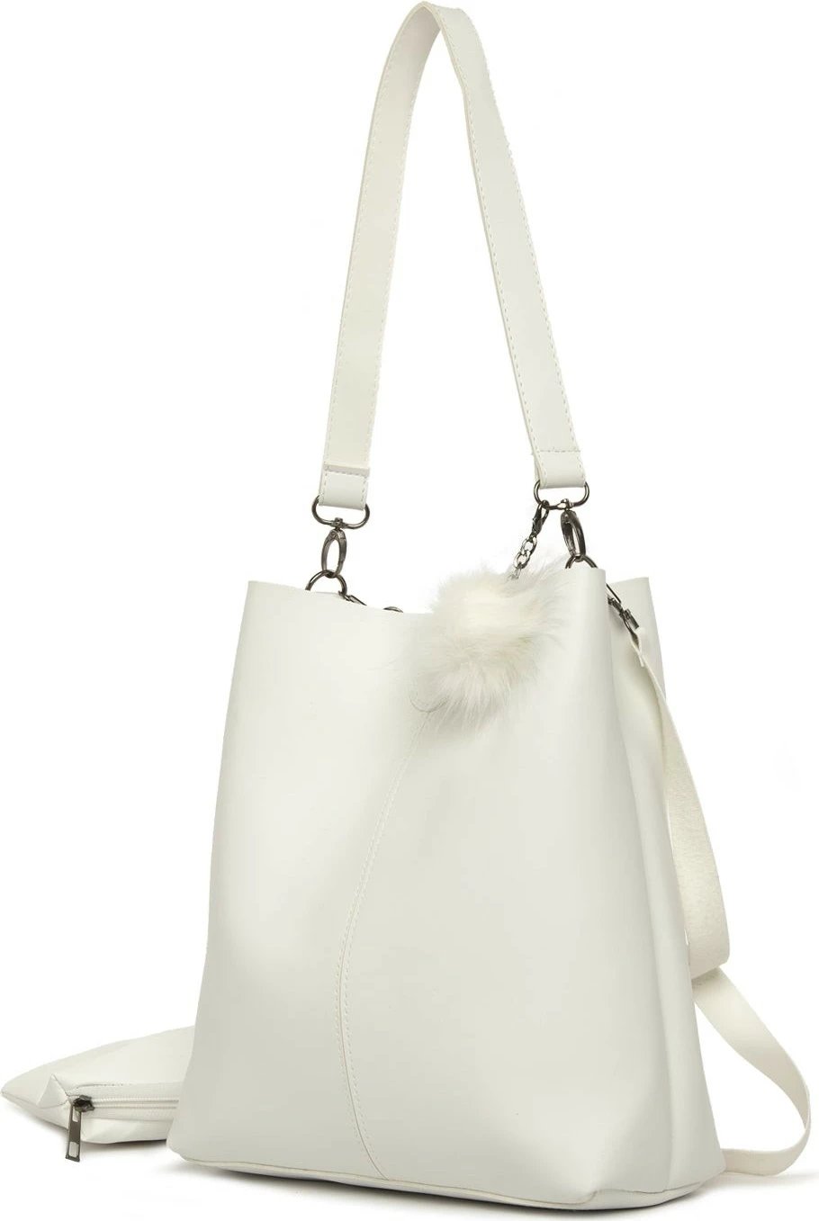 Çantë shpatulle e bardhë me thekë, Zoozie Bags, 2770 - 38255