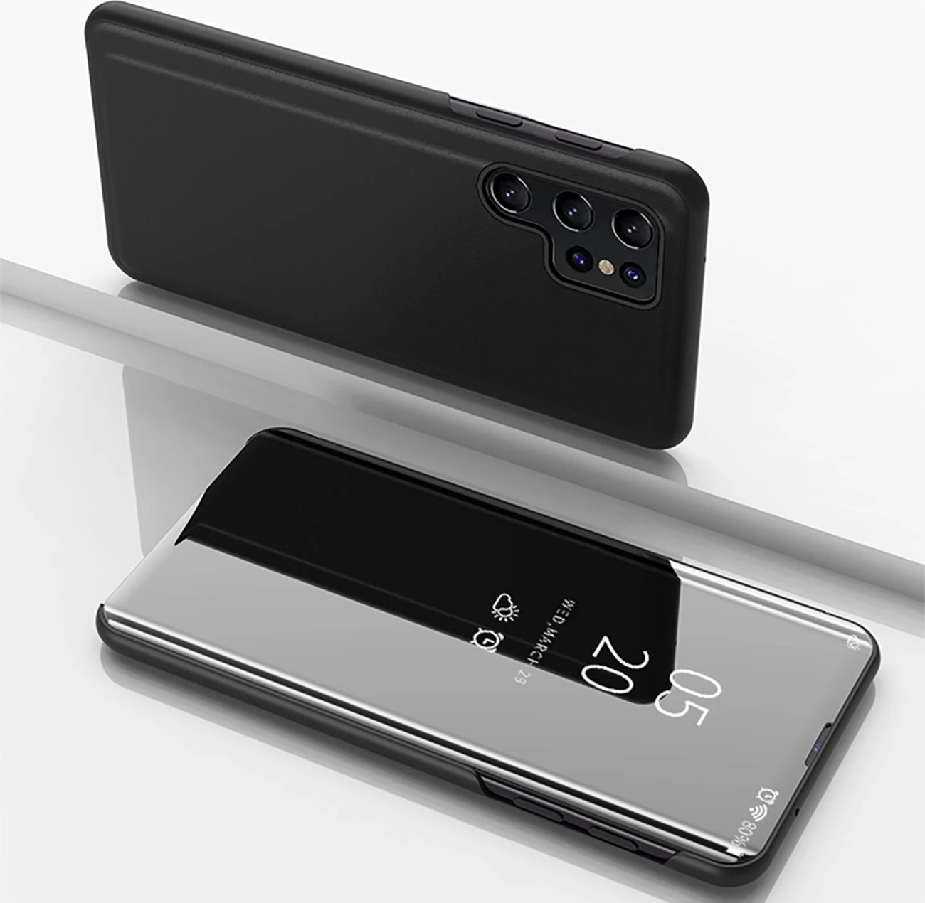 Mbështjellës Hurtel Clear View Case për Samsung Galaxy A56, e zezë