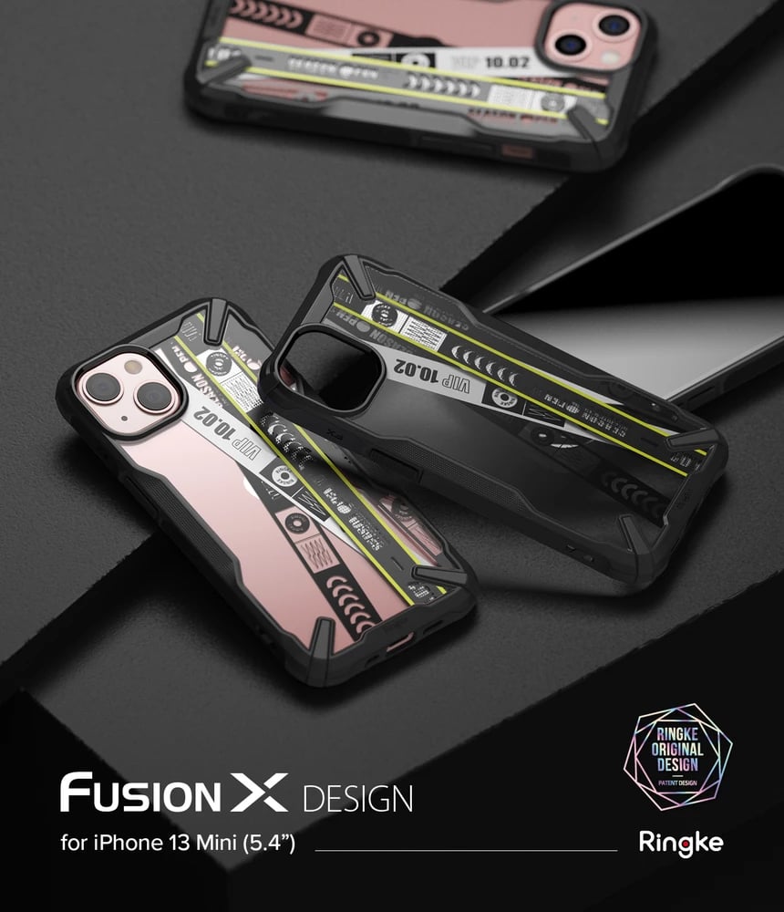 Mbështjellës Ringke Fusion X Design për iPhone 13 mini, FXD540E43, i zi/transparente