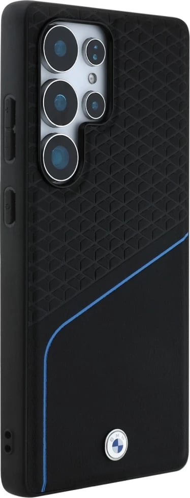 Mbështjellës BMW Leather Textured and Smooth MagSafe për Samsung Galaxy S25 Ultra, i zi
