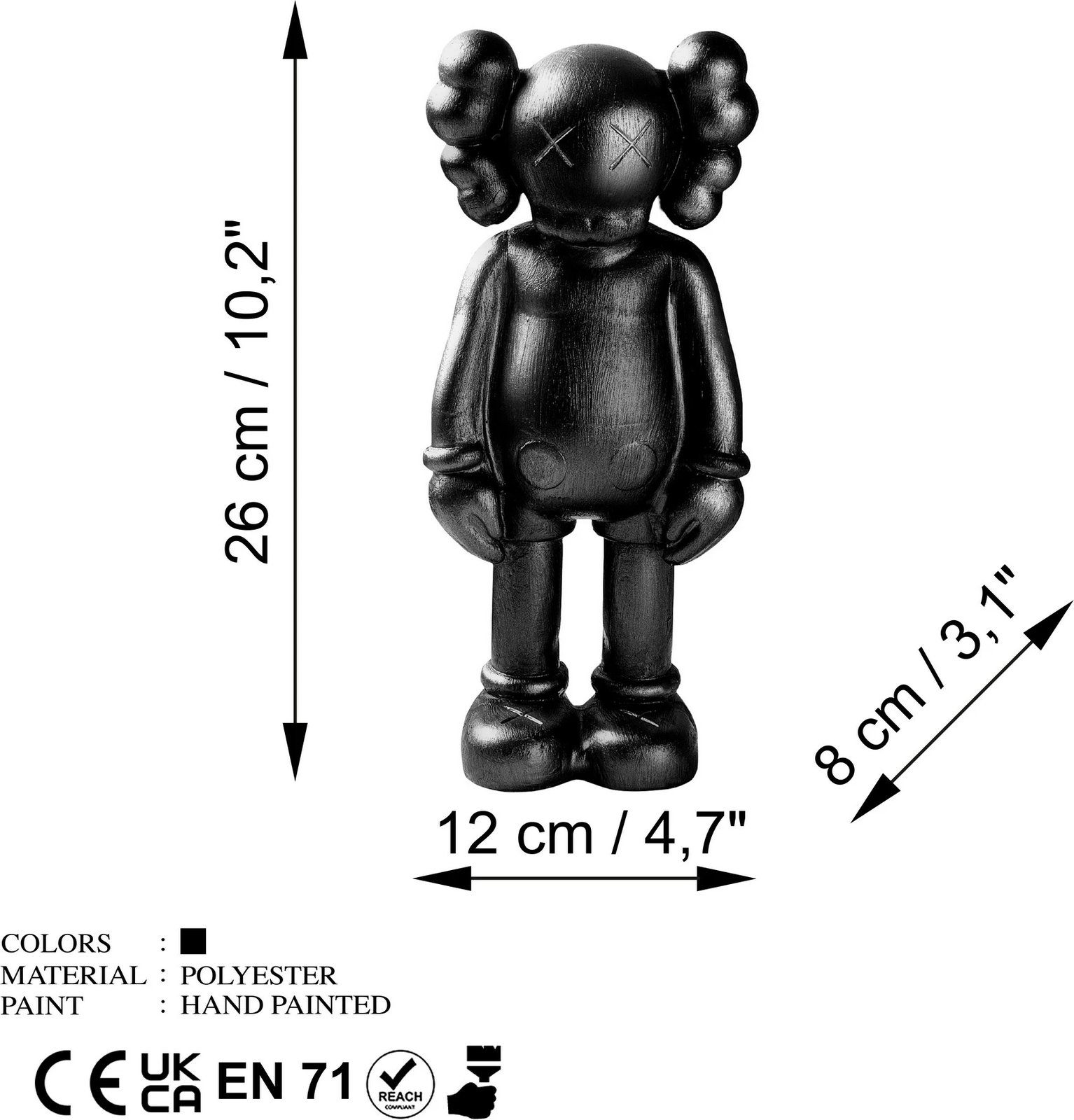 Objekt dekorativ Aberto Design, Yak-051-C, ngjyrë e zezë