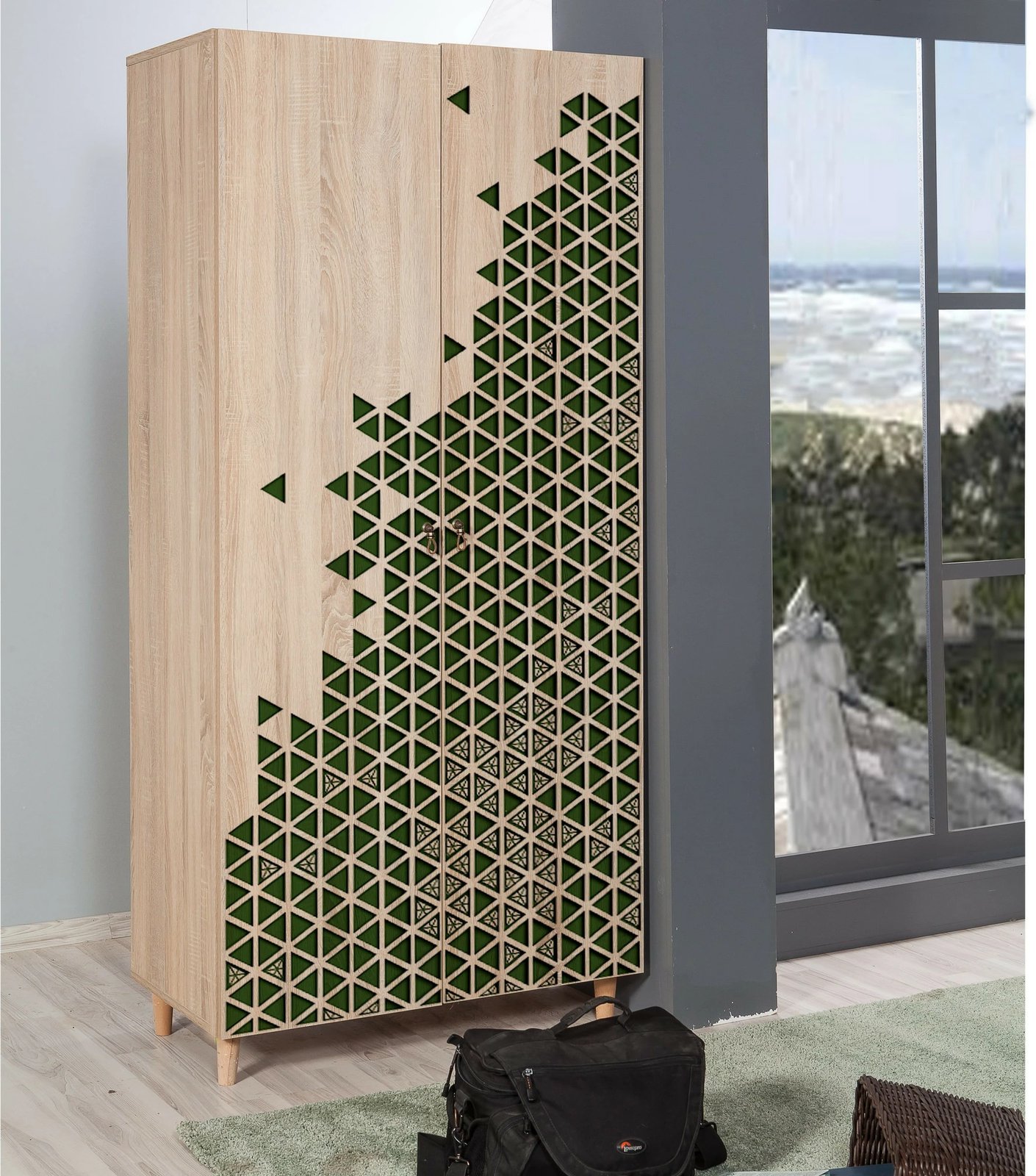 Dollap Skye Decor, stil modern, ngjyrë lisi Sonoma, 90x192x52cm