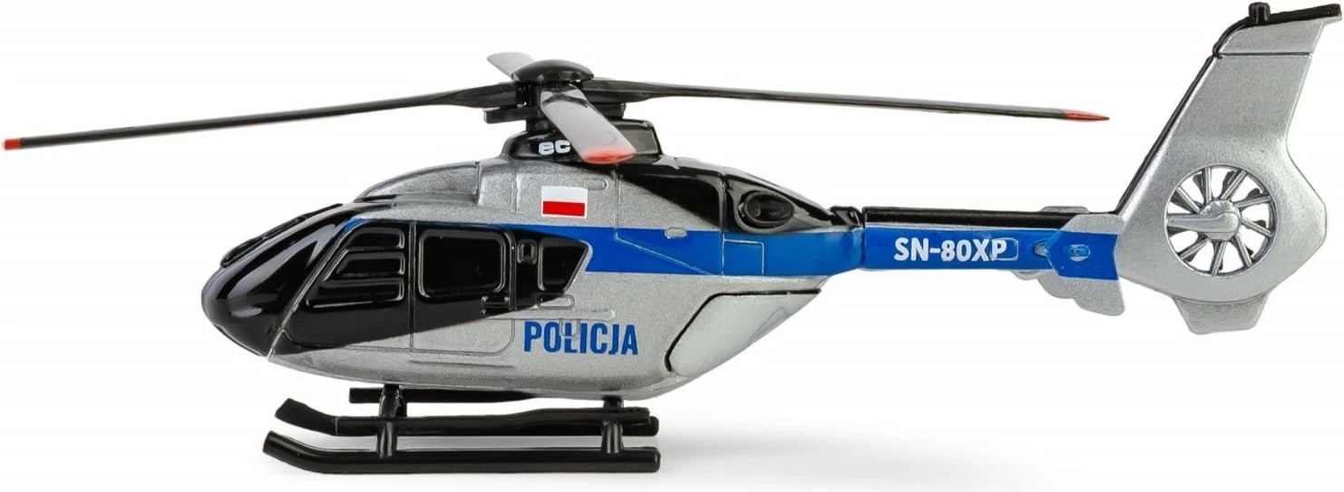 Helikopter lodër Daffi Airbus H135, model policie, 1:100, Blu/Argjend Helikopter lodër Daffi Airbus H135, model policie, 1:100, Blu/Argjend