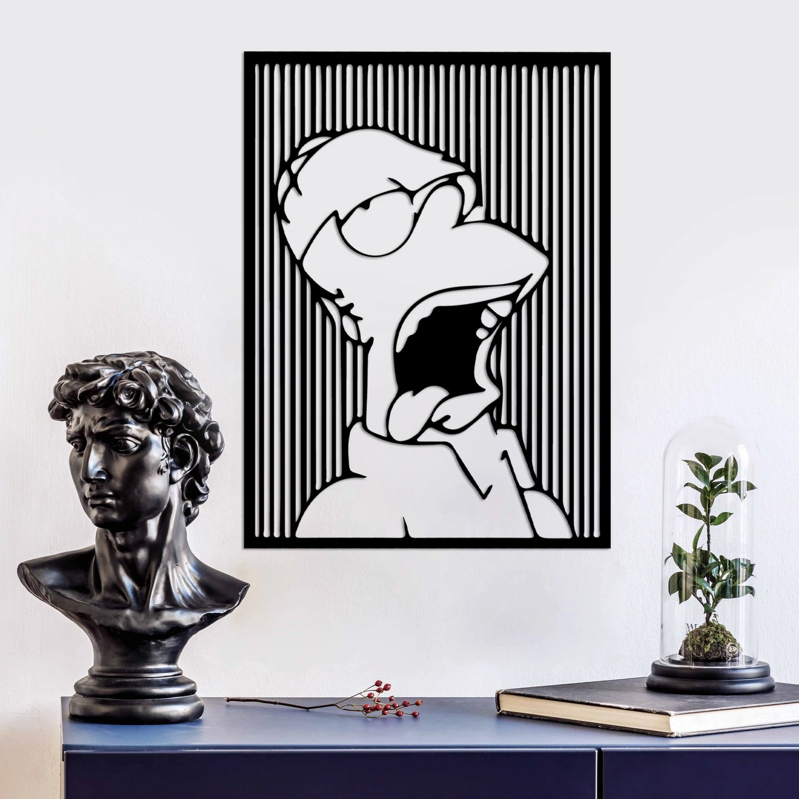 Aksesor dekorativ metalik për mur, Wallity, Sımpson 1, ngjyrë e zezë, 41x56cm