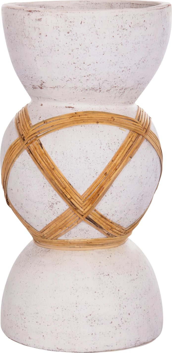 Vazo dekorative për dysheme MAYNARD, fibër-cement, e bardhë, ratan, FH4672.02L, 32x62.5cm