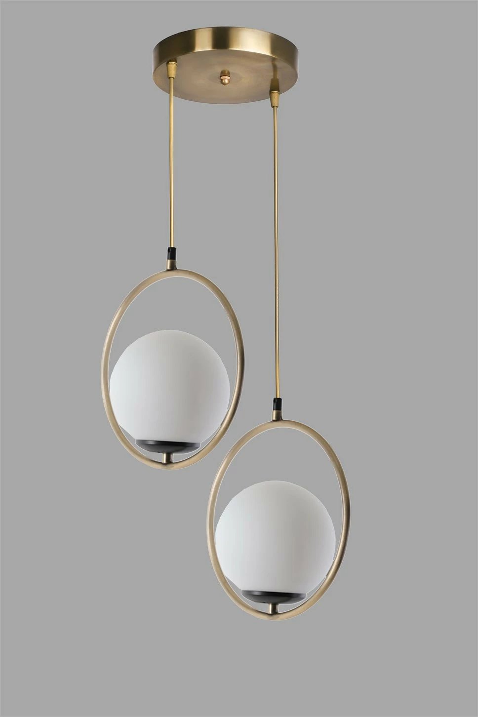 Llambë tavani Opviq, dy unaza, xham i bardhë, bakër