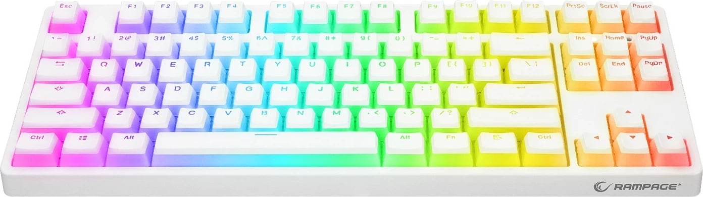 Tastierë mekanike Rampage TKL GHOST, Huano Red Switch, RGB, e bardhë