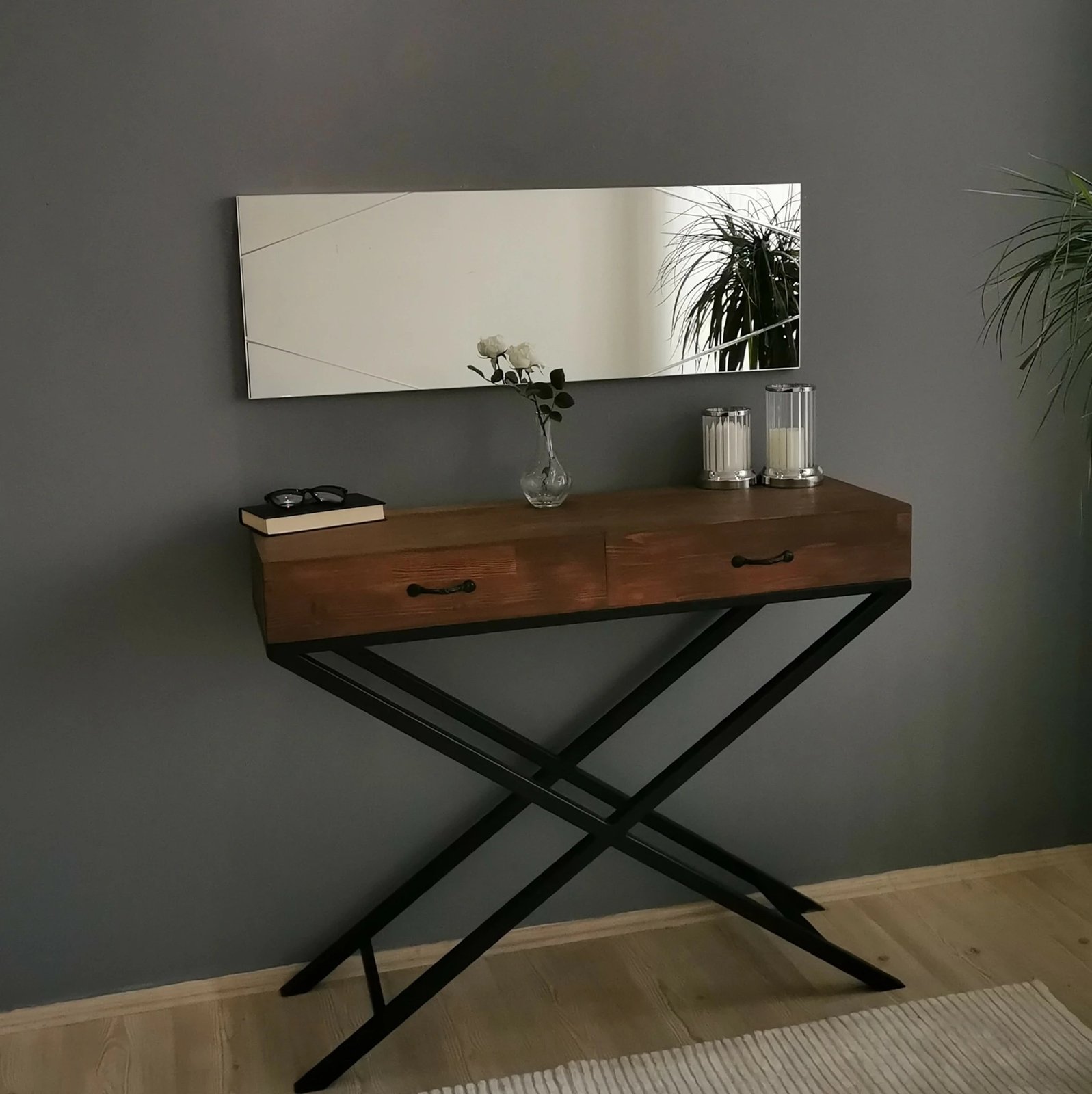 Pasqyrë Hanah Home, A320Y, ngjyrë argjendi, 35x105cm