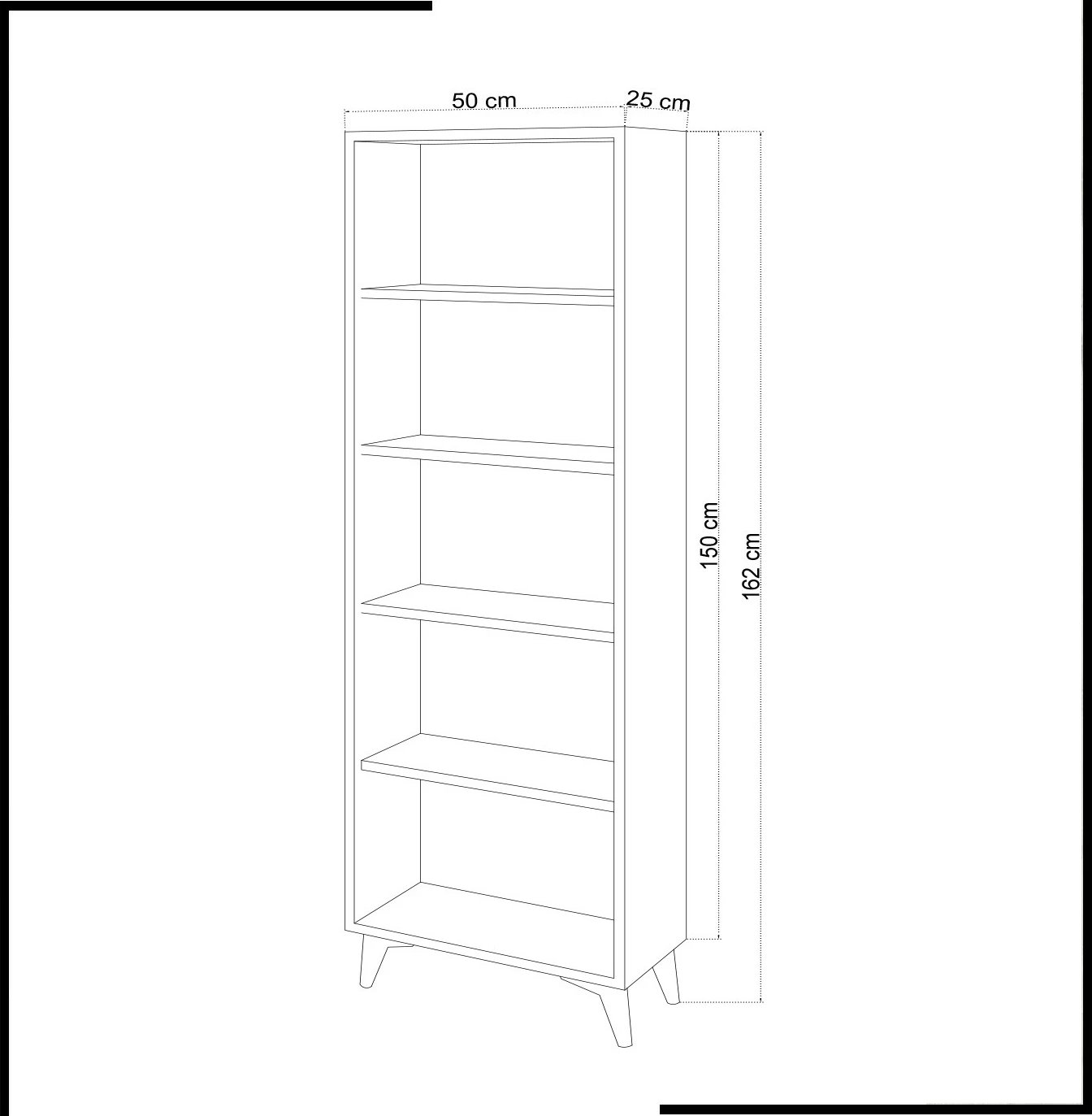 Raft librash Hanah Home, Potena, ngjyrë e bardhë, 50x162x25cm