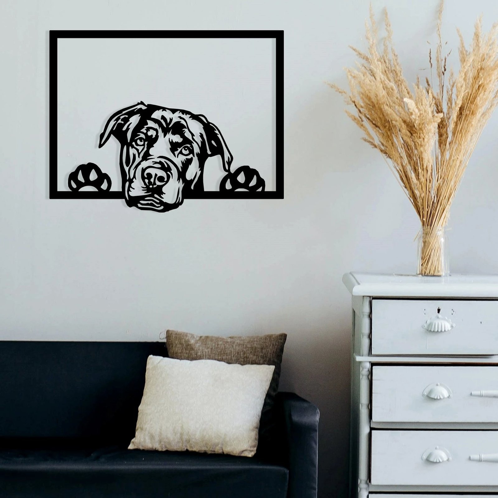 Aksesor dekorativ metalik për mur, Wallity Enzo 7054, ngjyrë e zezë, 70x54cm