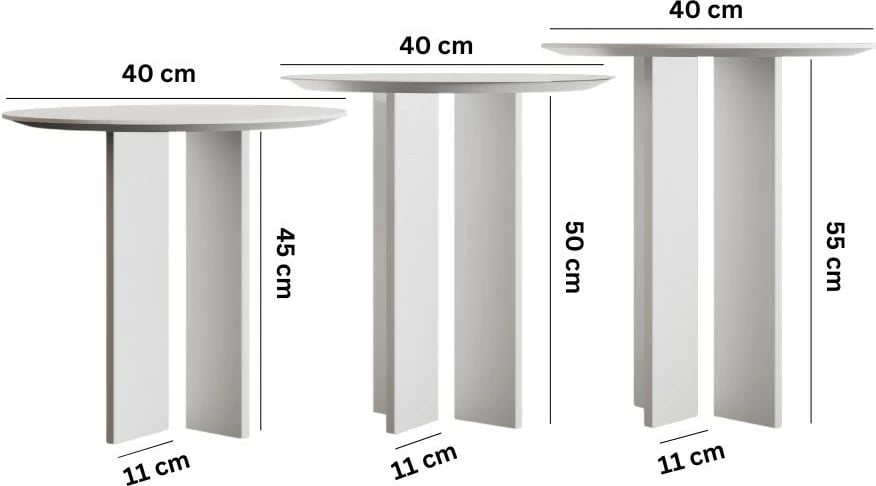 Set tavolinash kafeje Skye Decor, Leo (55 + 50 + 45) - e bardhë
