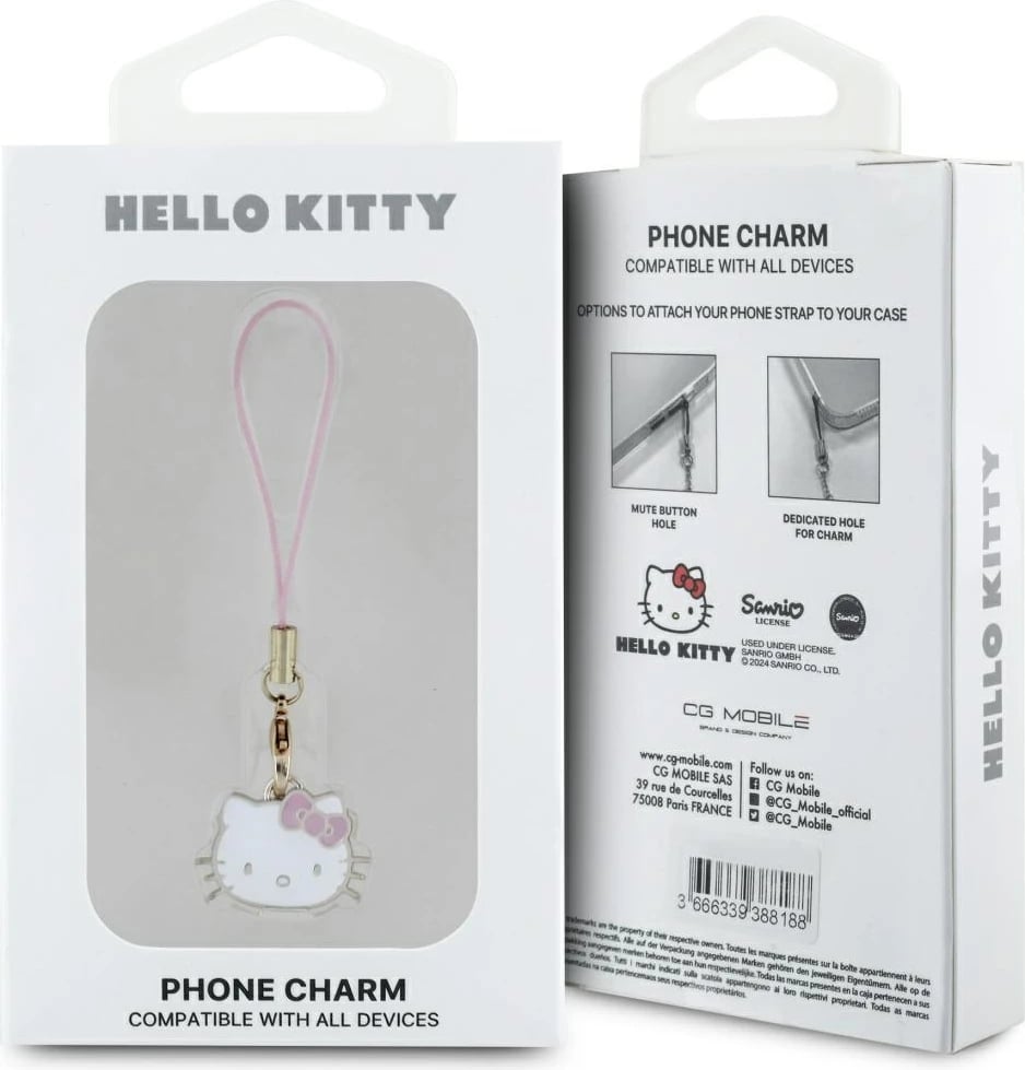 Varëse Hello Kitty Charm Kitty Head, metal, rozë