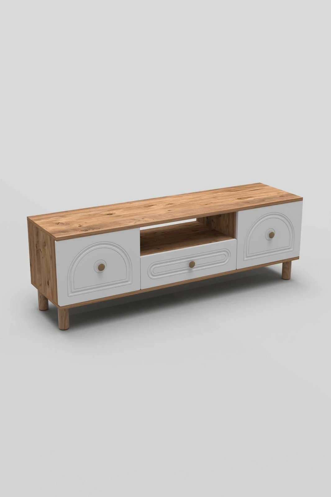 Komodë TV Skye Decor, Mavora 180, ngjyrë pishë Atlantike dhe e bardhë