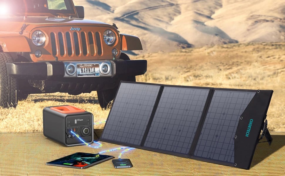 Karikues diellor portativ Choetech SC008, 120W, 4 porta, i zi