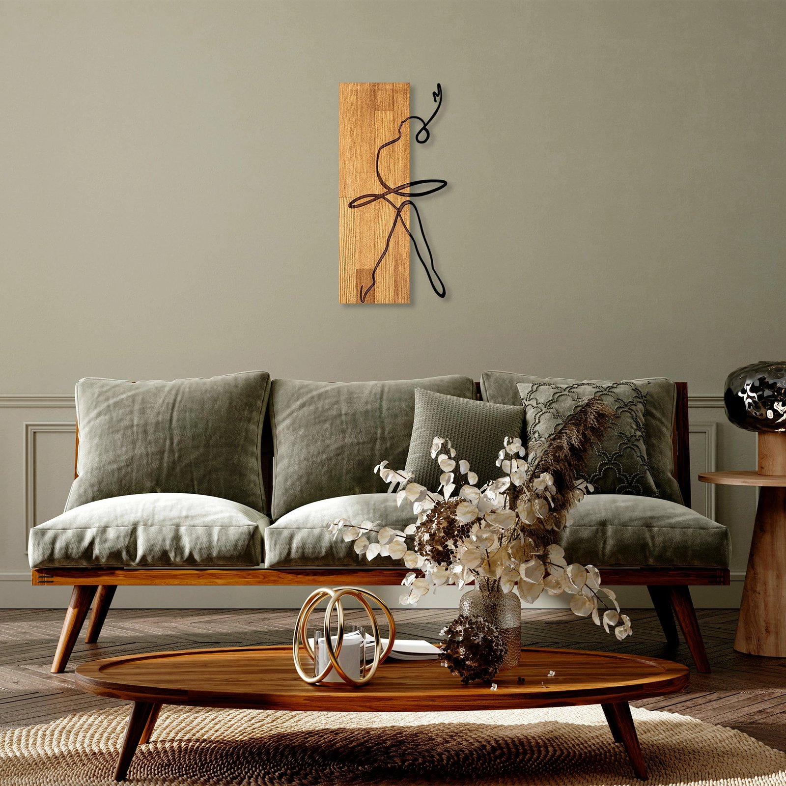 Aksesor dekorativ prej druri për mur, Wallity, MA-299, ngjyrë arre/zezë