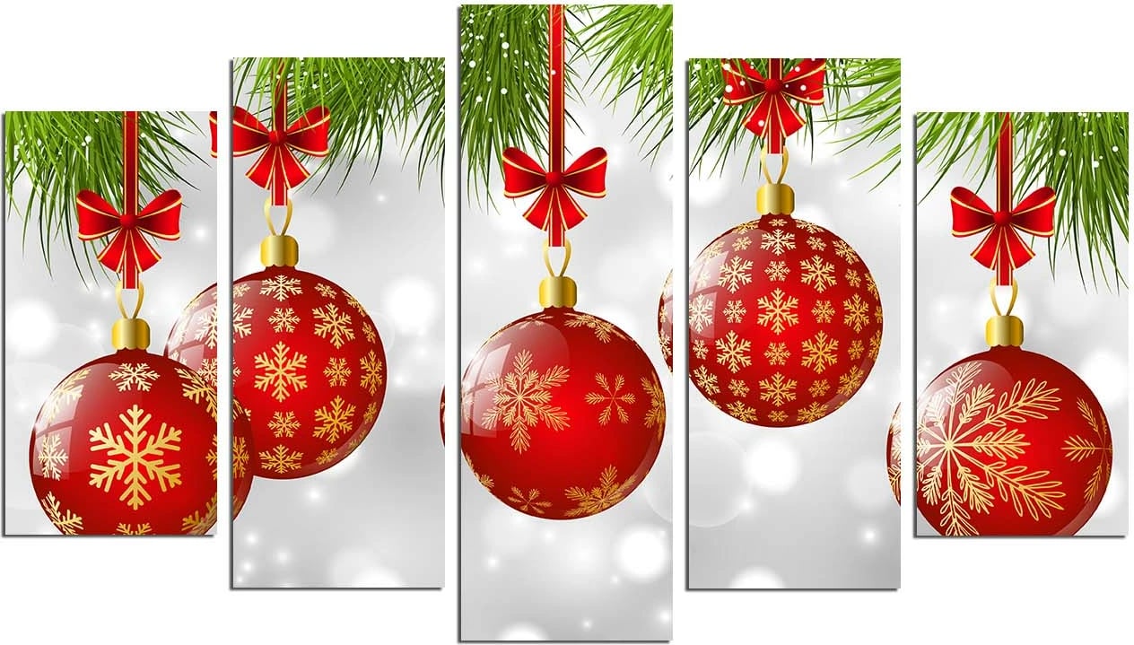 Pikturë dekorative MDF, 5 pjesë, Wallity, 5PMDFNOEL-8, shumëngjyrëshe