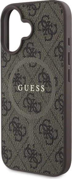 Mbështjellës Guess 4G Ring Classic Logo MagSafe për iPhone 16, Kafe Mbështjellës Guess 4G Ring Classic Logo MagSafe për iPhone 16, Kafe