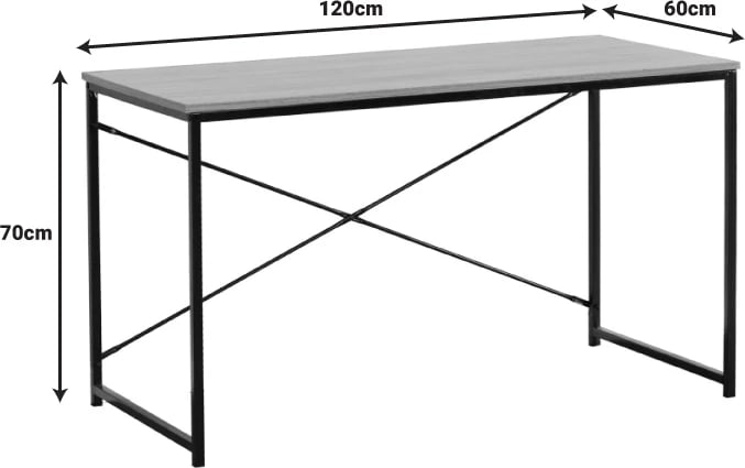 Tavolinë pune Bailon, ngjyrë lisi me metal të zi, 120x60x70cm Tavolinë pune Bailon, ngjyrë lisi me metal të zi, 120x60x70cm