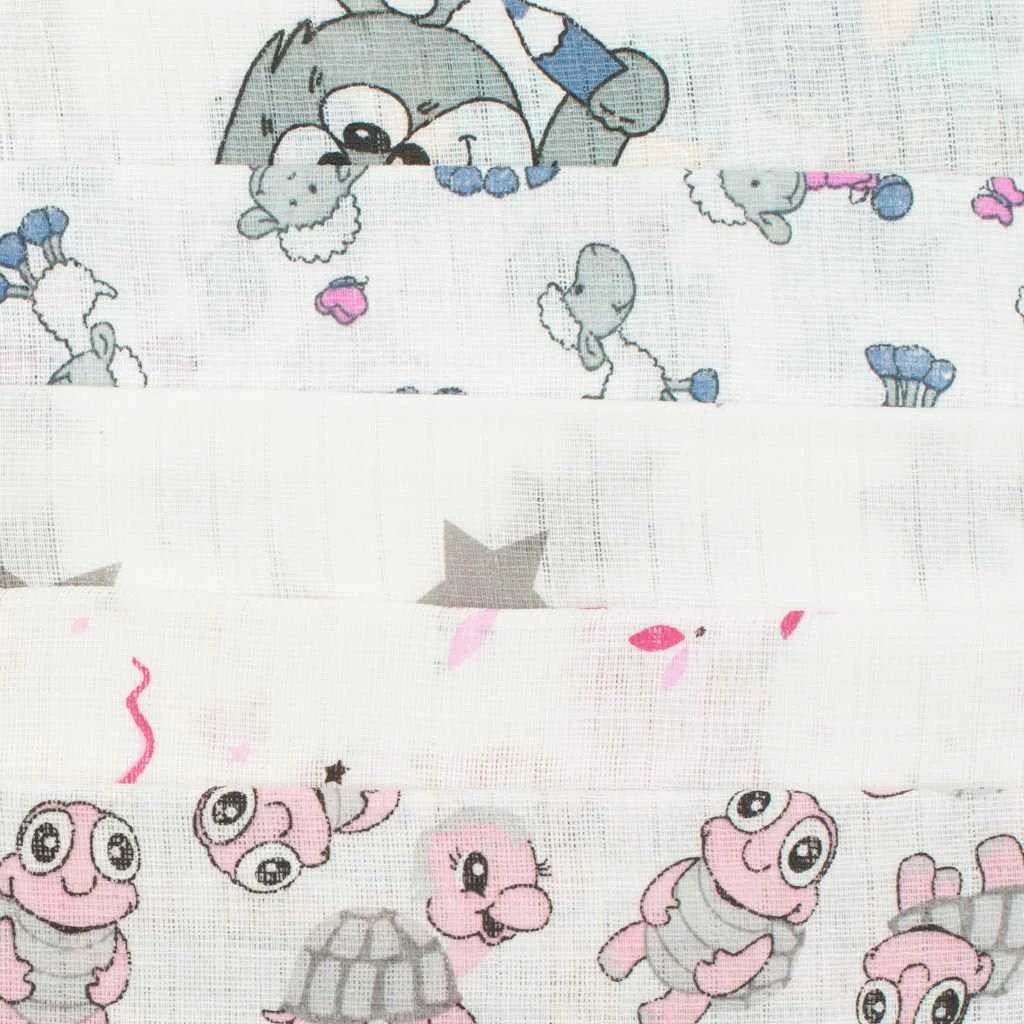 Pelena pambuku me printa, NEW BABY STANDARD 60x80 cm, set 10 copë, ngjyra të përziera