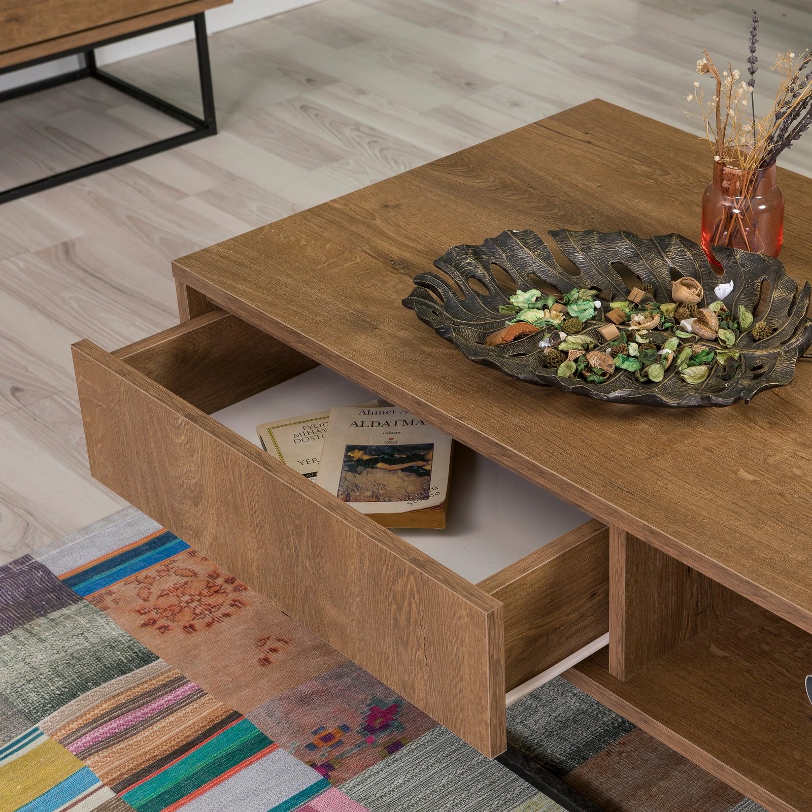 Set mobiljesh për dhomë dite Skye Decor, Laxus Takım 16, ngjyrë arrë dhe e zezë