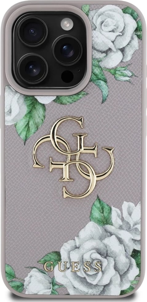 Mbështjellës Guess Grained Roses Big 4G logo për iPhone 16 Pro Max, Vjollcë