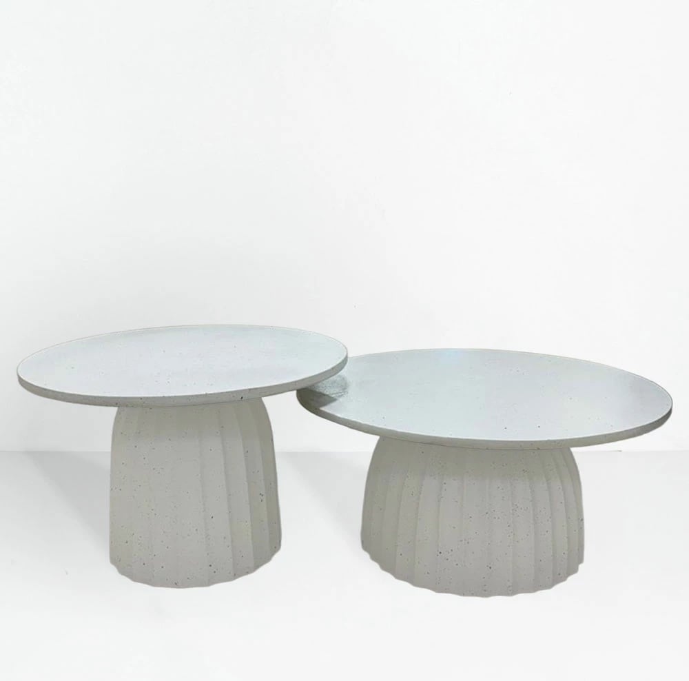 Set tavolinash kafeje TOLEDO, e bardhë me dizajn, 60x60x38cm