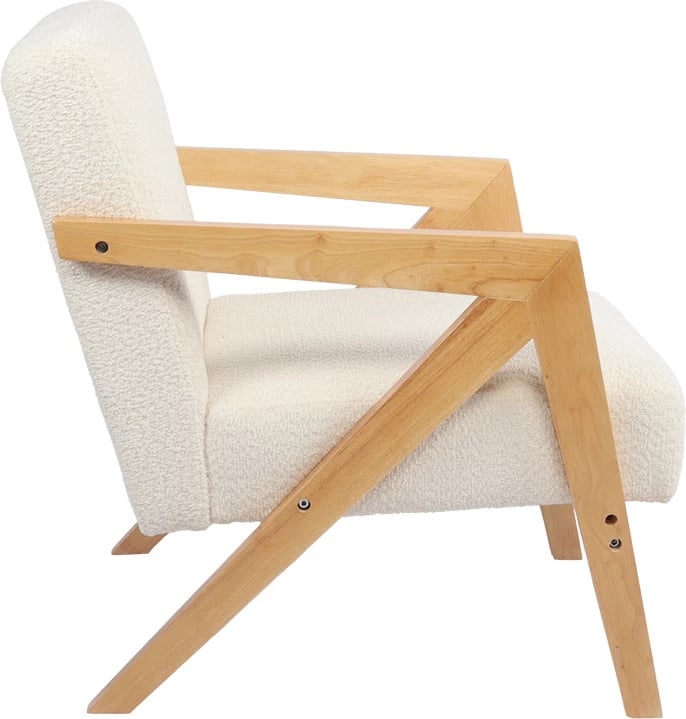 Fotel Garifa, material i bardhë, këmbë ngjyrë natyrale, 79x75x75cm