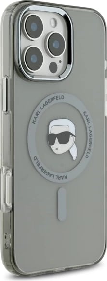 Mbështjellës Karl Lagerfeld IML Metal Karl Head MagSafe për iPhone 16 Pro Max, Zi