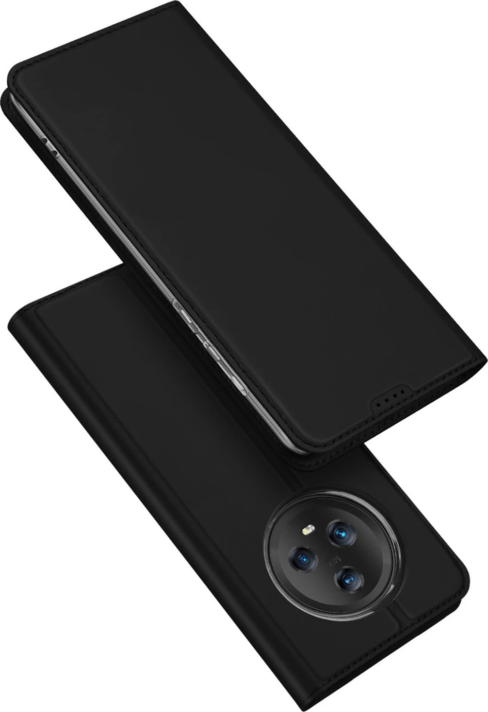 Mbështjellës Dux Ducis Skin Pro për Honor Magic5, me kapak, xhep kartele dhe funksion standi, i zi