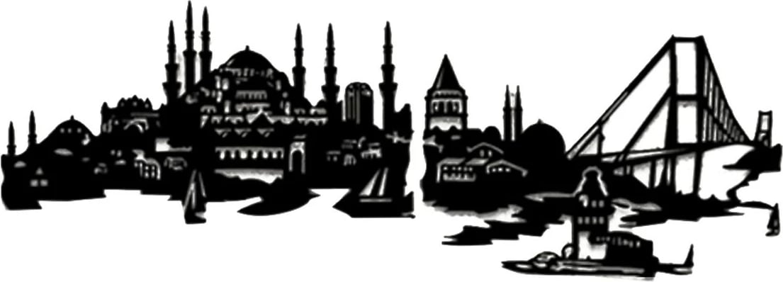 Aksesor dekorativ metalik për mur, Wallity, Şehr-i Istanbul XL, ngjyrë e zezë, 150x45cm