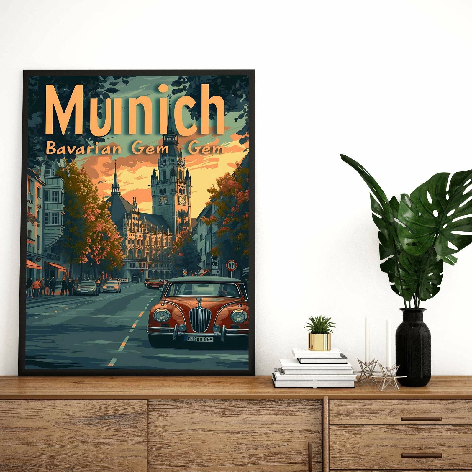 Pikturë dekorative me kornizë MDF, Wallity, shumëngjyrëshe, Mp-00123, 21x30cm