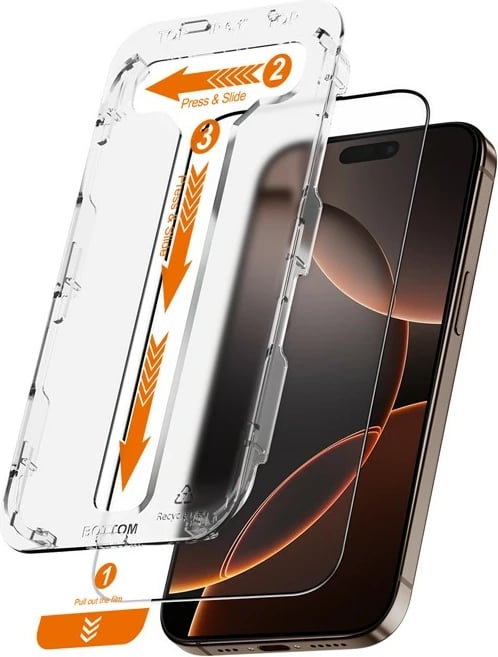 Xham mbrojtës iPhone 16 Pro Max CRONG EasyShield 2-Pack, 2 copë, kornizë e zezë