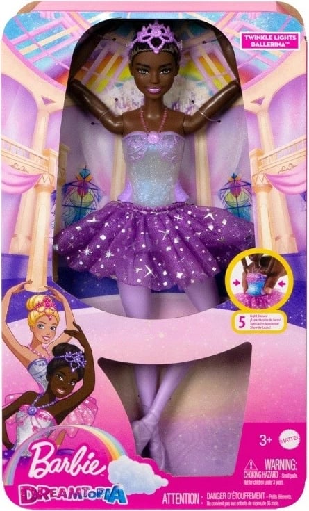 Kukull Barbie Dreamtopia Ballet Dancer Magic Lights, Mattel HLC26, flokë të errët, me drita, për vajza
