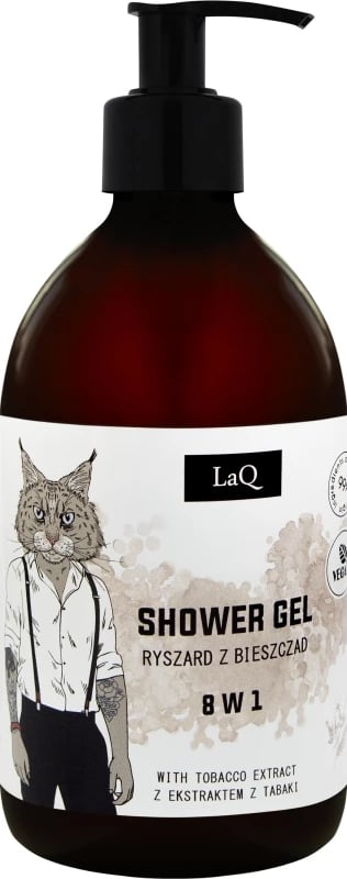 Xhel dushi për meshkuj LaQ 8-in-1 me ekstrakt duhani Ryszard prej Bieszczady, 500ml Xhel dushi për meshkuj LaQ 8-in-1 me ekstrakt duhani Ryszard prej Bieszczady, 500ml