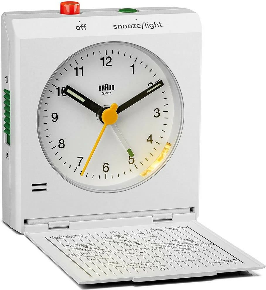 Orë alarmi Braun BC 05 W, quartz, dritë, snooze, e bardhë