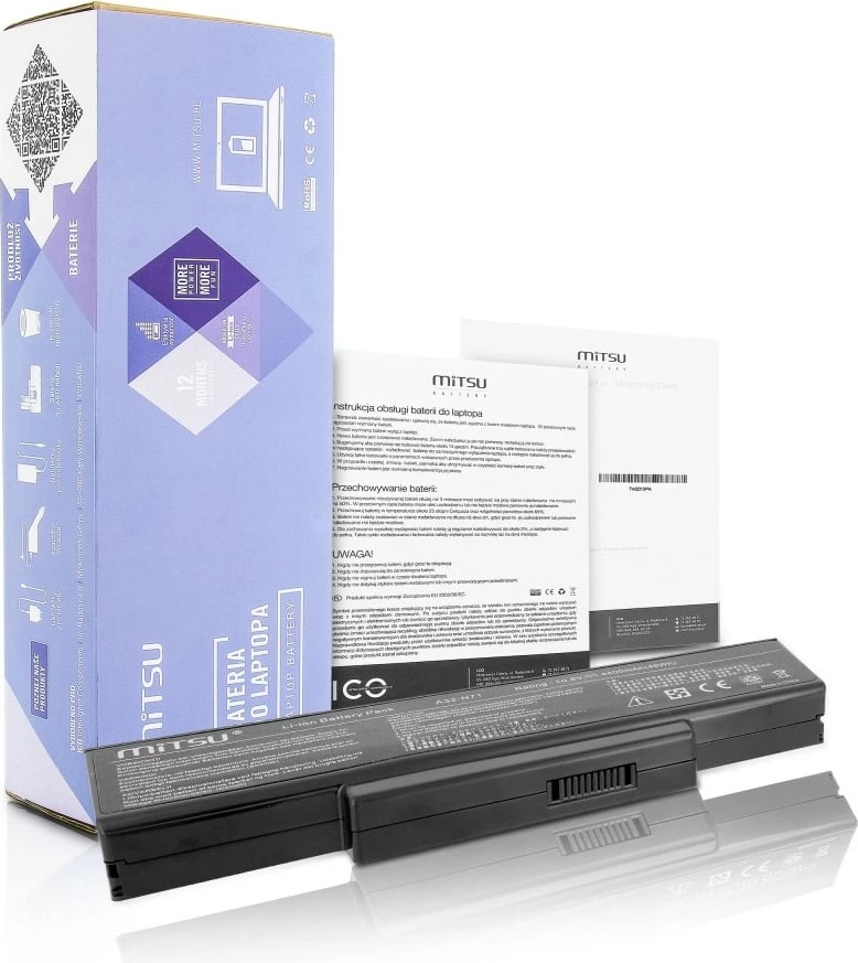 Bateri laptop Mitsu BC/AS-K72 për Asus K72, K73, N73, X77, 4400 mAh, 6 qeliza, e zezë