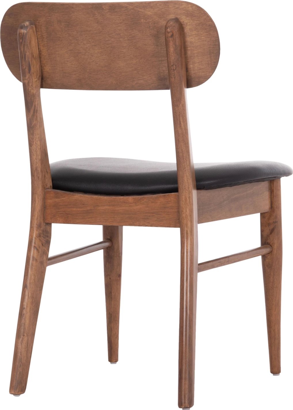 Karrige ngrënieje SEKOR, set 2 cope, dru kauçuku, ngjyrë arre, ulëse lëkurë sintetike e zezë, 51x48x79cm