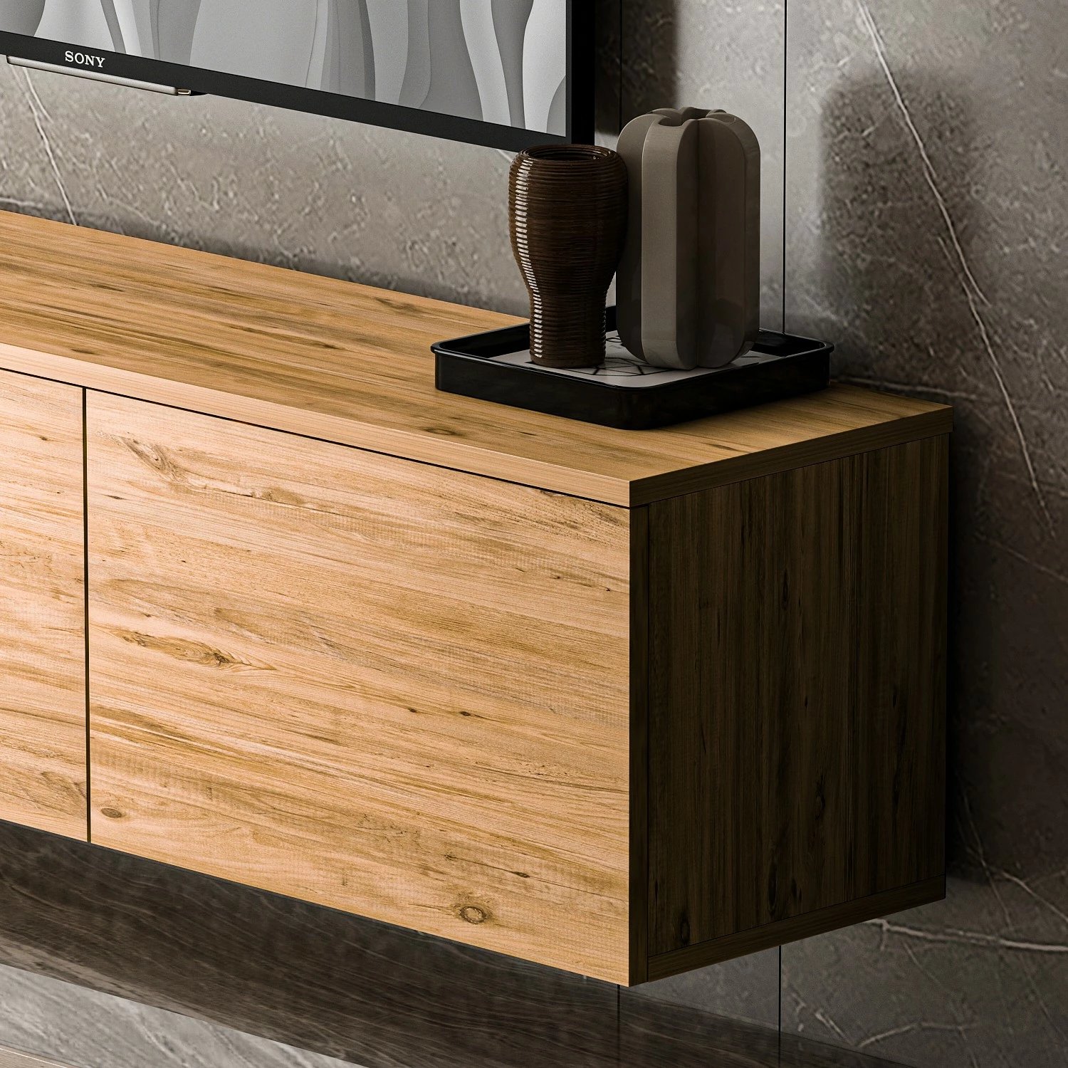 Komodë TV Hanah Home, Neon, ngjyrë Atlantic Pine