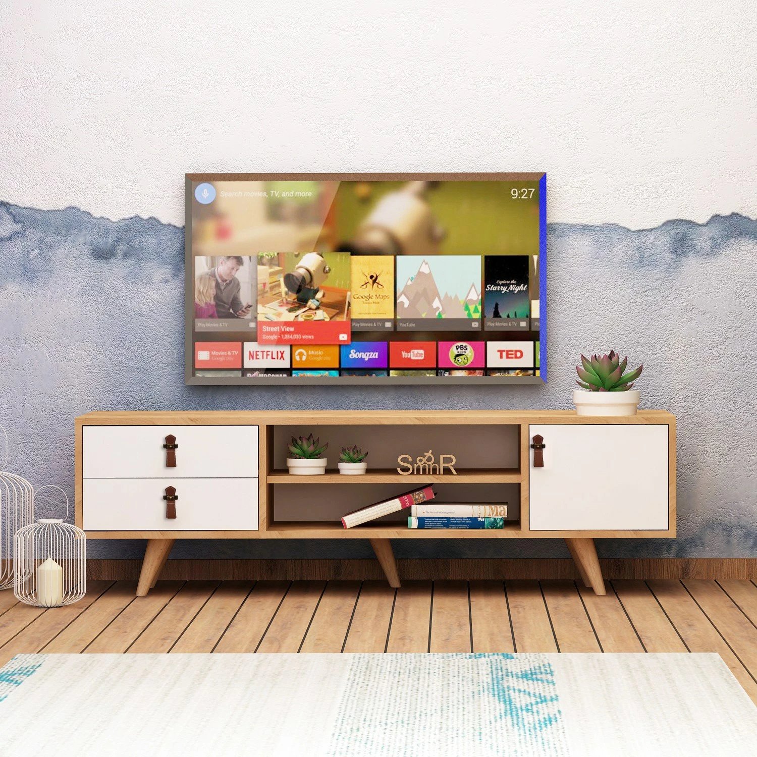 Komodë TV Hanah Home, Lara, ngjyrë lis dhe e bardhë, 120x53x40cm