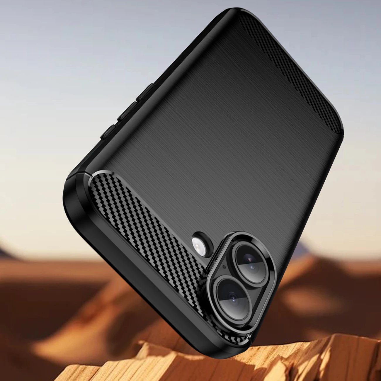 Mbështjellës Hurtel Carbon Case për iPhone 17, i zi