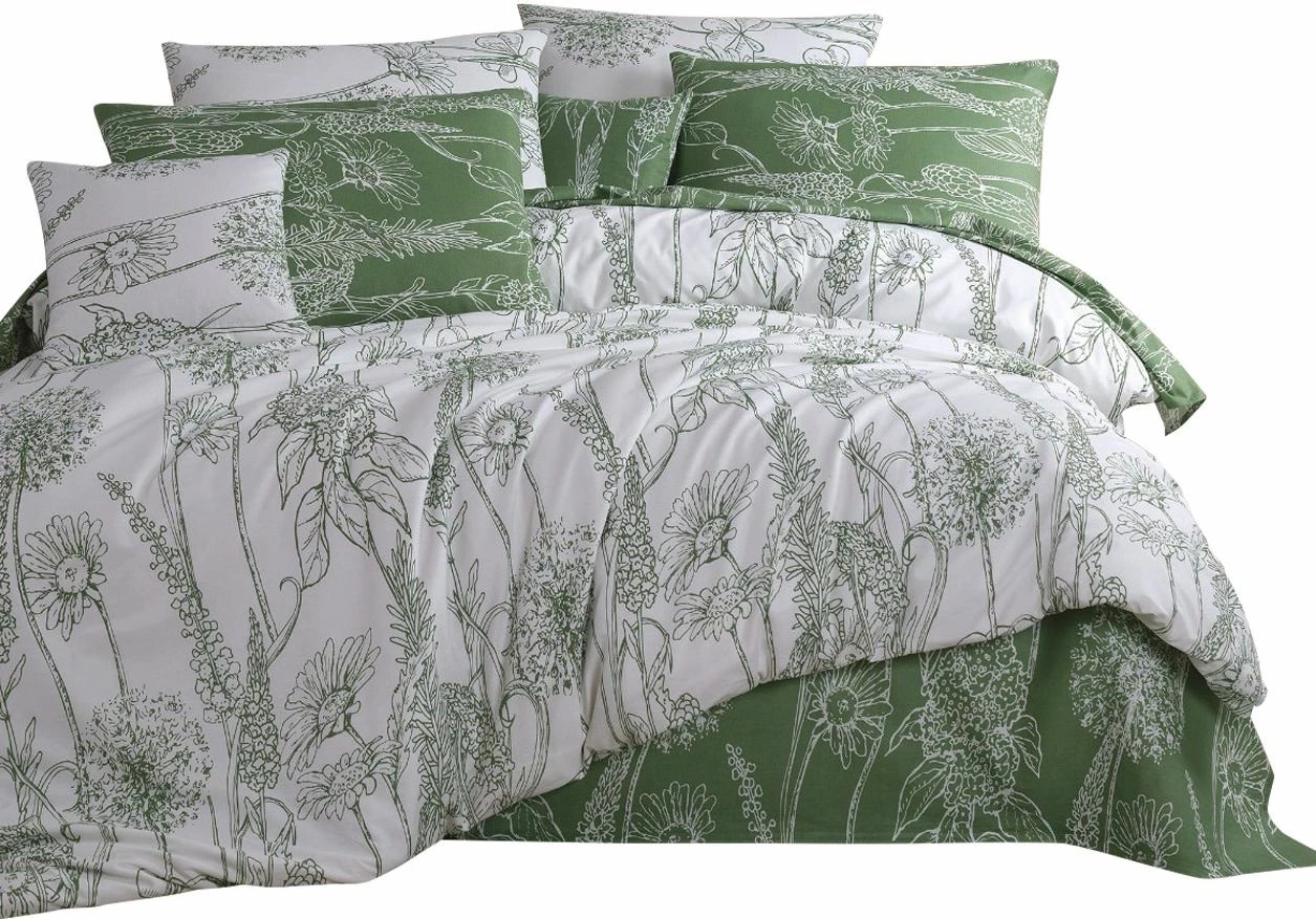 Set mbulesë për jorgan King, L'essentiel, Lara, e bardhë dhe e gjelbër