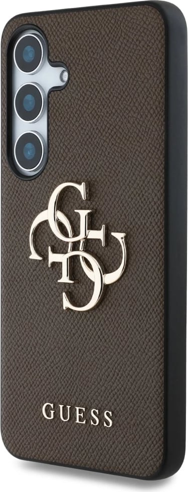 Mbështjellës Guess Grained Big 4G Logo Small Classic Logo për Samsung Galaxy S25 Plus, Kafe