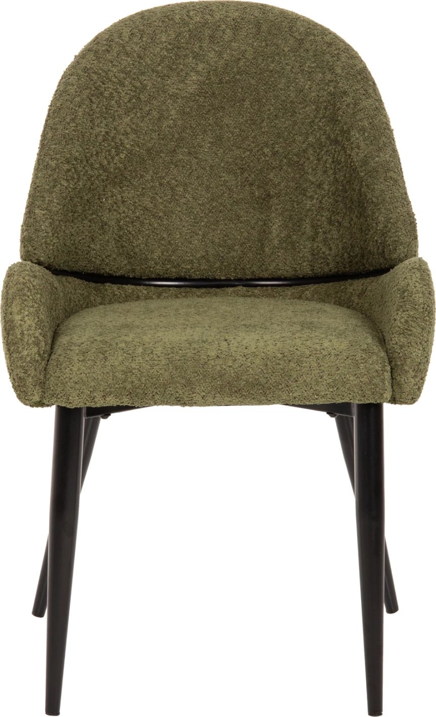 Karrige SARKY FH8585.03, pëlhurë boucle e gjelbër, këmbë metalike të zeza, 55x62x89H cm., set prej 2 copë