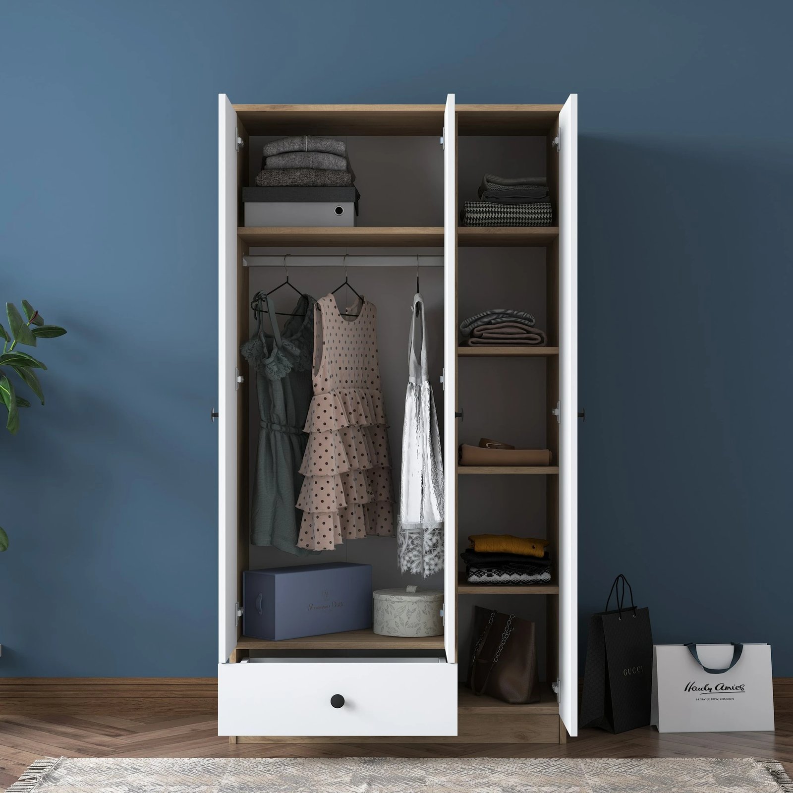 Dollap Hanah Home, BA117 - 2253, ngjyrë arr dhe e bardhë