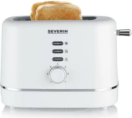 Toaster Severin AT4324 2 feta, qendrim i fetës, shkrirje dhe ngrohje, ngrohës briosesh i palosshëm, e bardhë