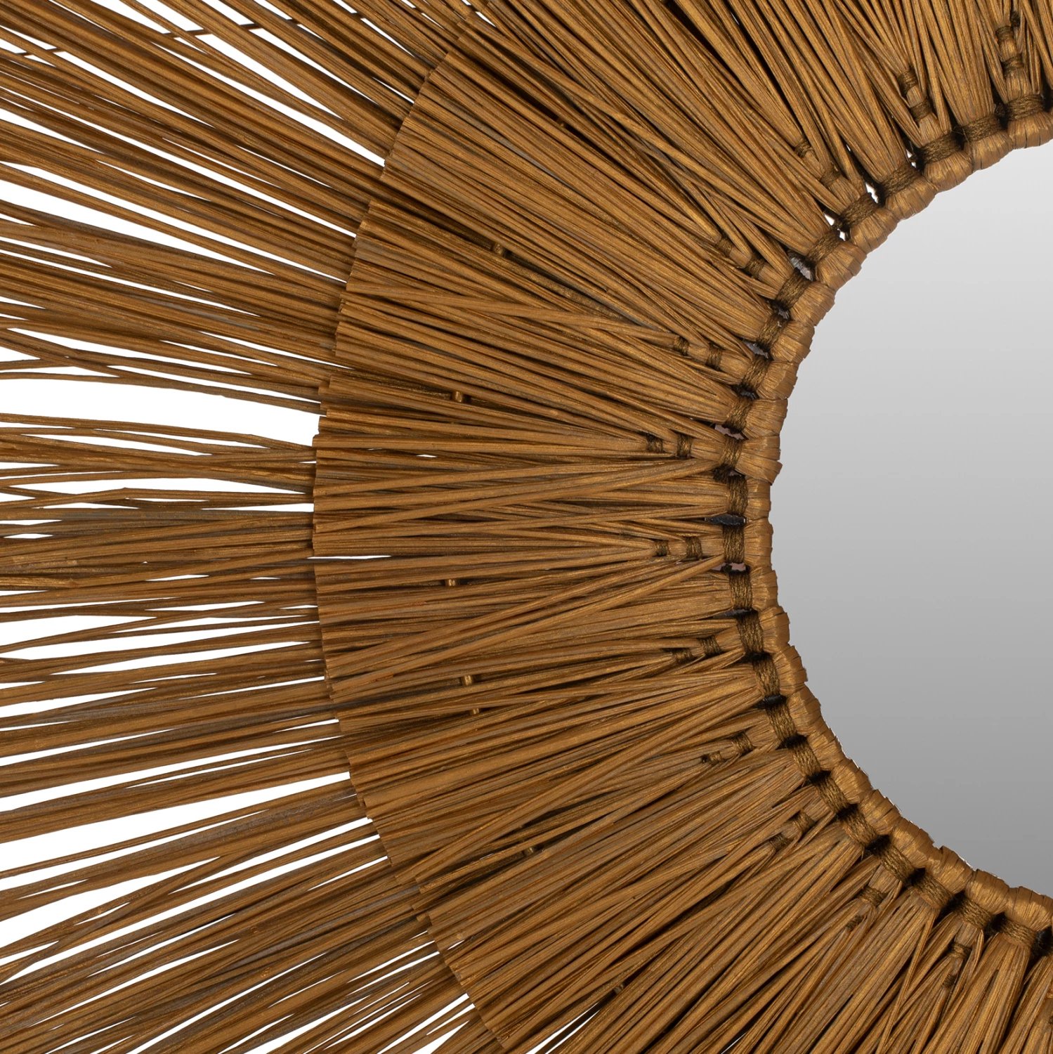 Pasqyrë muri rrethore me kornizë bari Mendong ngjyrë ari Φ65cm.FH7801